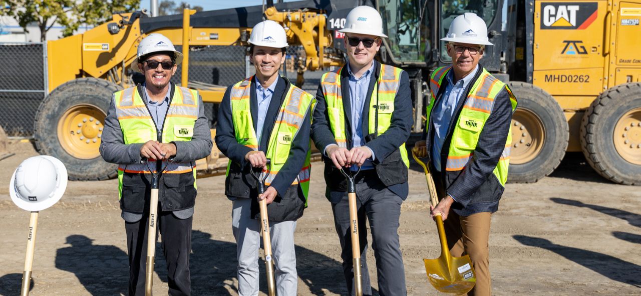 Four North Palisade team members at the groundbreaking ceremony of Palisade Fremont Innovation Center in Fremont, CA